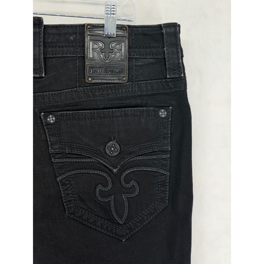 Rock Revival Arther Alt Straight Black Jeans Mens 36 RP2311A200 Stretch Denim